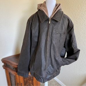 NWOT Columbia Vegan Leather Hooded Bomber Jacket